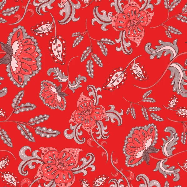 민족적 스타일로 채색의 솔기없는 꽃장식 전통적 종이접기 디자인 텍스처 민들의 — 스톡 사진