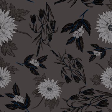 Çiçek buketli suluboya desenli. Klasik botanik çizimi. Her türlü tasarım için zarif bir dekorasyon. Renkli ve soyut çiçekli moda baskısı. Suluboya dokusu.