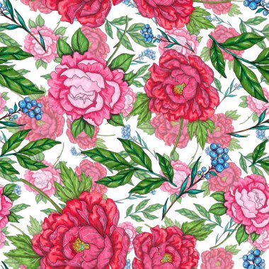 Çiçek buketli suluboya desenli. Klasik botanik çizimi. Her türlü tasarım için zarif bir dekorasyon. Renkli ve soyut çiçekli moda baskısı. Suluboya dokusu.