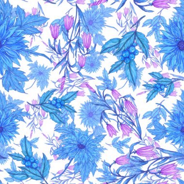 Çiçek buketli suluboya desenli. Klasik botanik çizimi. Her türlü tasarım için zarif bir dekorasyon. Renkli ve soyut çiçekli moda baskısı. Suluboya dokusu.