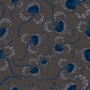 Suluboya desensiz, folky çiçekli ve yapraklı, etnik tarzda. Çiçek süsleme. Geleneksel şal deseni. Tekstil tasarım dokusu. Kabilesel etnik klasik dikişsiz model..