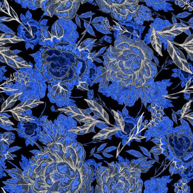 Çiçek buketli suluboya desenli. Klasik botanik çizimi. Her türlü tasarım için zarif bir dekorasyon. Renkli ve soyut çiçekli moda baskısı. Suluboya dokusu.