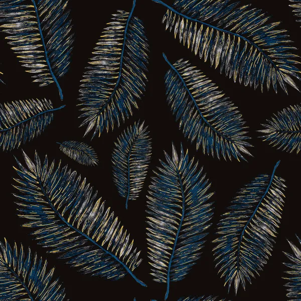 Aquarell Nahtloses Muster Mit Tropischen Blättern Schöner Allover Print Mit — Stockfoto