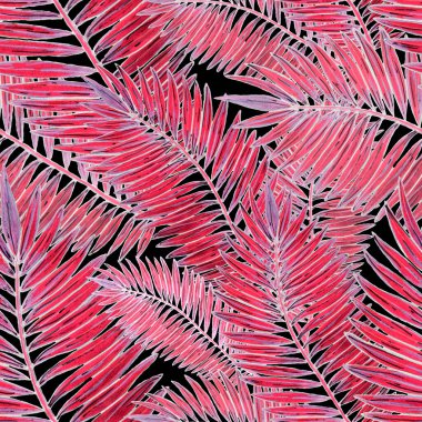 Tropikal yapraklarla suluboya kusursuz desen. Elle çizilmiş egzotik bitkilerle çok güzel bir iz. Mayo botanik tasarımı.