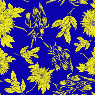 Çiçek buketli suluboya desenli. Klasik botanik çizimi. Her türlü tasarım için zarif bir dekorasyon. Renkli ve soyut çiçekli moda baskısı. Suluboya dokusu.