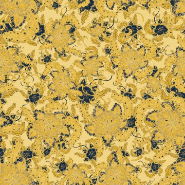 Suluboya desensiz, folky çiçekli ve yapraklı, etnik tarzda. Çiçek süsleme. Geleneksel şal deseni. Tekstil tasarım dokusu. Kabilesel etnik klasik dikişsiz model..