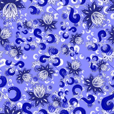 Suluboya desensiz, folky çiçekli ve yapraklı, etnik tarzda. Çiçek süsleme. Geleneksel şal deseni. Tekstil tasarım dokusu. Kabilesel etnik klasik dikişsiz model..