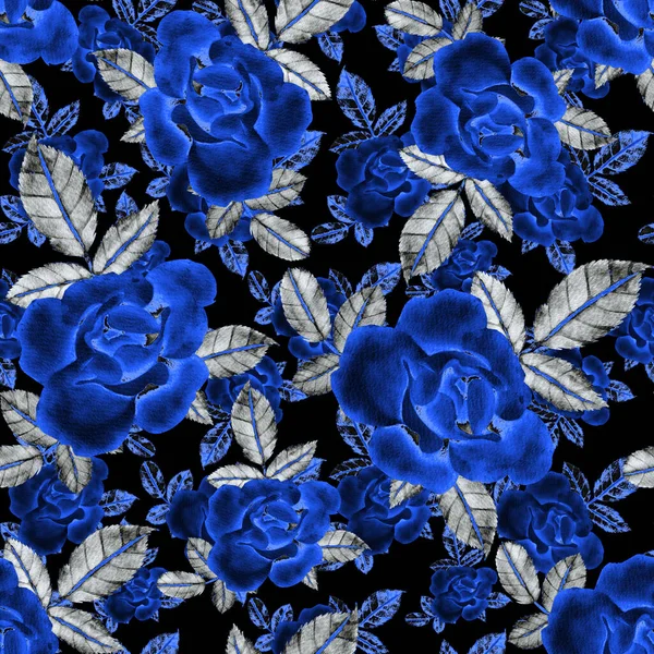 Akvarell Seamless Pattern Rózsákkal — Stock Fotó