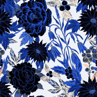 Çiçek buketli suluboya desenli. Klasik botanik çizimi. Her türlü tasarım için zarif bir dekorasyon. Renkli ve soyut çiçekli moda baskısı. Suluboya dokusu.