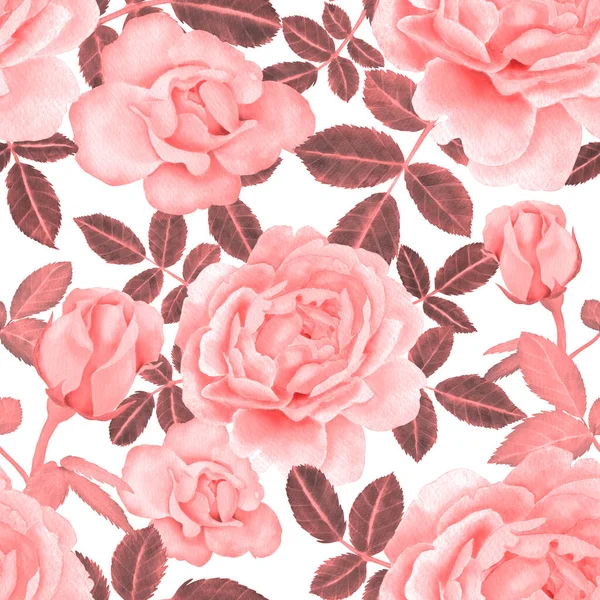 Aquarelle Motif Sans Couture Avec Des Roses — Photo