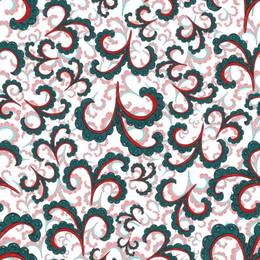 Suluboya desensiz, folky çiçekli ve yapraklı, etnik tarzda. Çiçek süsleme. Geleneksel şal deseni. Tekstil tasarım dokusu. Kabilesel etnik klasik dikişsiz model..