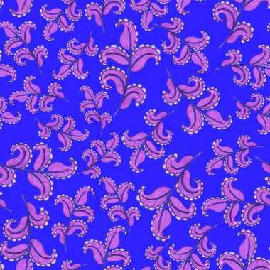 Suluboya desensiz, folky çiçekli ve yapraklı, etnik tarzda. Çiçek süsleme. Geleneksel şal deseni. Tekstil tasarım dokusu. Kabilesel etnik klasik dikişsiz model..