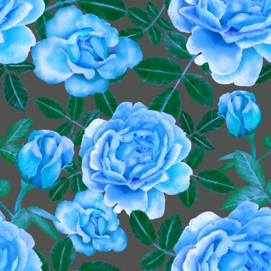 Sulu Boya Dikişsiz desen Güllü