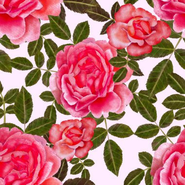 Sulu Boya Dikişsiz desen Güllü