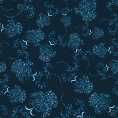 Suluboya desensiz, folky çiçekli ve yapraklı, etnik tarzda. Çiçek süsleme. Geleneksel şal deseni. Tekstil tasarım dokusu. Kabilesel etnik klasik dikişsiz model..