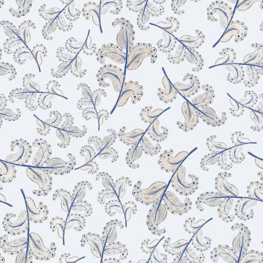 Suluboya desensiz, folky çiçekli ve yapraklı, etnik tarzda. Çiçek süsleme. Geleneksel şal deseni. Tekstil tasarım dokusu. Kabilesel etnik klasik dikişsiz model..