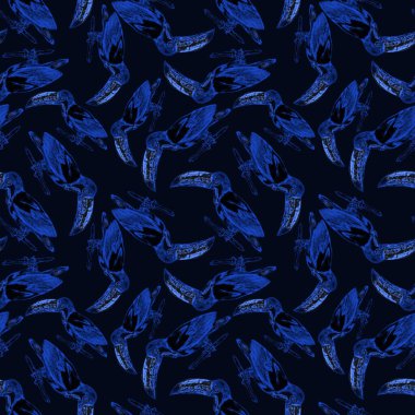 Tukanla dikişsiz suluboya desen. Tropik kuşlu ve yapraklı egzotik botanik orman duvar kağıdı. Parlak yaz şablonu geçmişi.