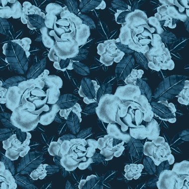 Sulu Boya Dikişsiz desen Güllü