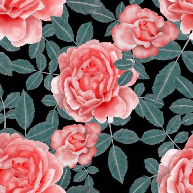 Sulu Boya Dikişsiz desen Güllü