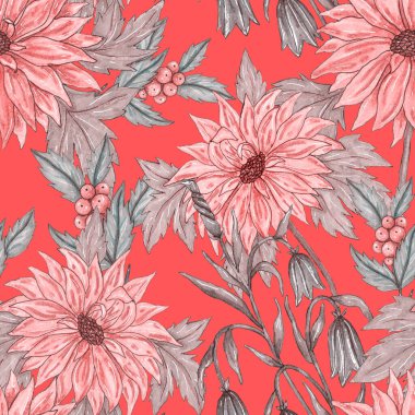 Çiçek buketli suluboya desenli. Klasik botanik çizimi. Her türlü tasarım için zarif bir dekorasyon. Renkli ve soyut çiçekli moda baskısı. Suluboya dokusu.