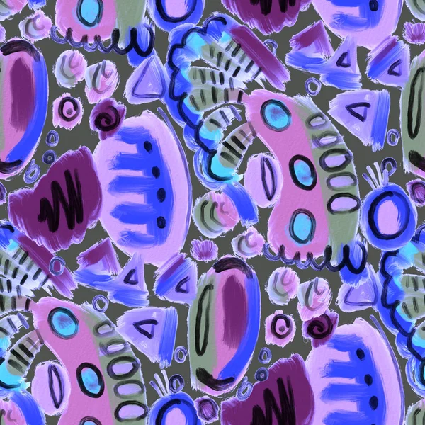 Suluboya, soyut, kusursuz desen. Parlak el yapımı elementlerle yaratıcı doku. Soyut renkli yazdırma.