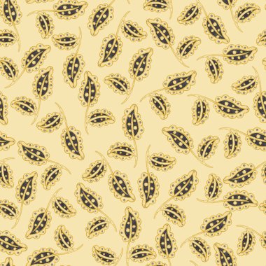 Suluboya desensiz, folky çiçekli ve yapraklı, etnik tarzda. Çiçek süsleme. Geleneksel şal deseni. Tekstil tasarım dokusu. Kabilesel etnik klasik dikişsiz model..