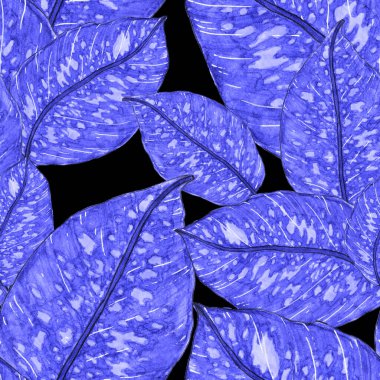 Tropikal yapraklarla suluboya kusursuz desen. Elle çizilmiş egzotik bitkilerle çok güzel bir iz. Mayo botanik tasarımı.