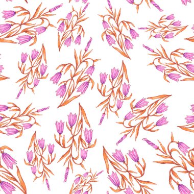 Çiçek buketli suluboya desenli. Klasik botanik çizimi. Her türlü tasarım için zarif bir dekorasyon. Renkli ve soyut çiçekli moda baskısı. Suluboya dokusu.