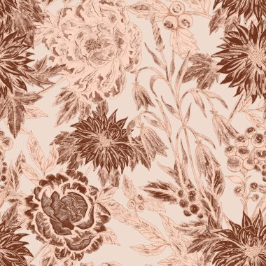 Çiçek buketli suluboya desenli. Klasik botanik çizimi. Her türlü tasarım için zarif bir dekorasyon. Renkli ve soyut çiçekli moda baskısı. Suluboya dokusu.