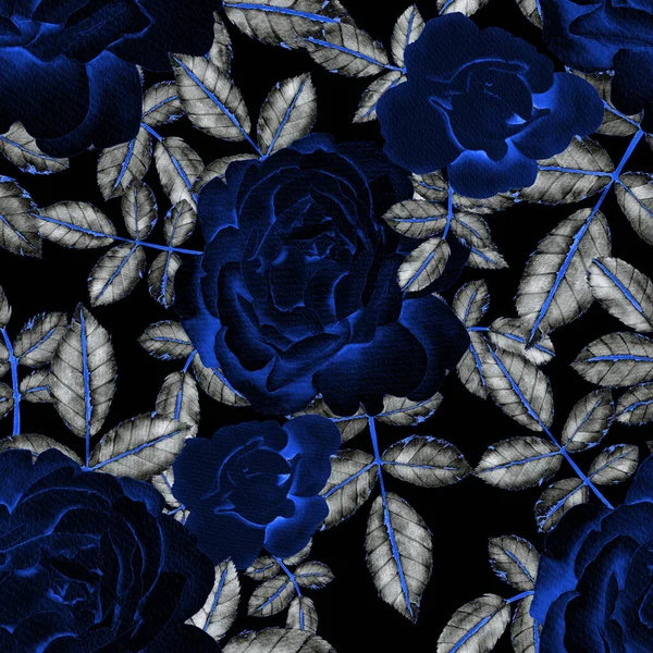 Akvarell Seamless Pattern Rózsákkal — Stock Fotó