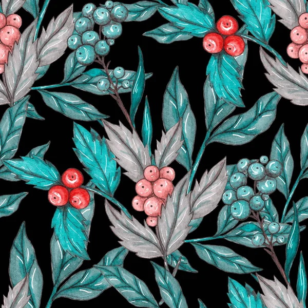 Patrón Sin Costuras Acuarela Con Ramos Florales Ilustración Botánica Vintage — Foto de Stock
