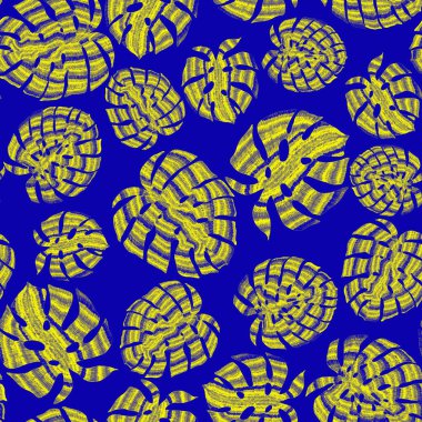 Yaratıcı renkli tropikal yaprakları olan modern, soyut, pürüzsüz desen. Geçmişe dönük parlak yaz geçmişi. Orman yaprakları çizimi. Mayo botanik tasarımı. Antika egzotik baskı.