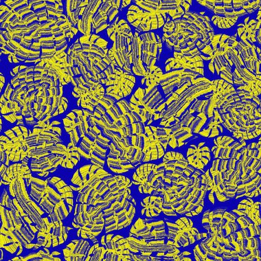 Yaratıcı renkli tropikal yaprakları olan modern, soyut, pürüzsüz desen. Geçmişe dönük parlak yaz geçmişi. Orman yaprakları çizimi. Mayo botanik tasarımı. Antika egzotik baskı.