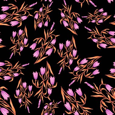 Çiçek buketli suluboya desenli. Klasik botanik çizimi. Her türlü tasarım için zarif bir dekorasyon. Renkli ve soyut çiçekli moda baskısı. Suluboya dokusu.