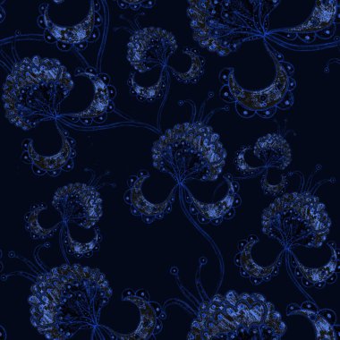 Suluboya desensiz, folky çiçekli ve yapraklı, etnik tarzda. Çiçek süsleme. Geleneksel şal deseni. Tekstil tasarım dokusu. Kabilesel etnik klasik dikişsiz model..