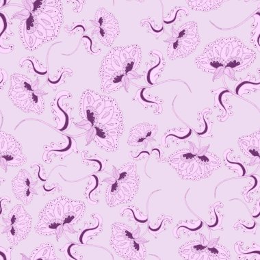 Suluboya desensiz, folky çiçekli ve yapraklı, etnik tarzda. Çiçek süsleme. Geleneksel şal deseni. Tekstil tasarım dokusu. Kabilesel etnik klasik dikişsiz model..