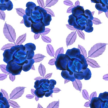 Sulu Boya Dikişsiz desen Güllü