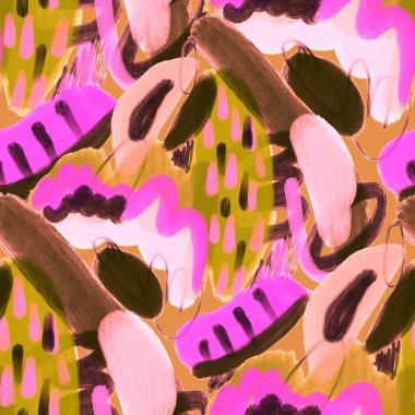 Suluboya, soyut, kusursuz desen. Parlak el yapımı elementlerle yaratıcı doku. Soyut renkli yazdırma.