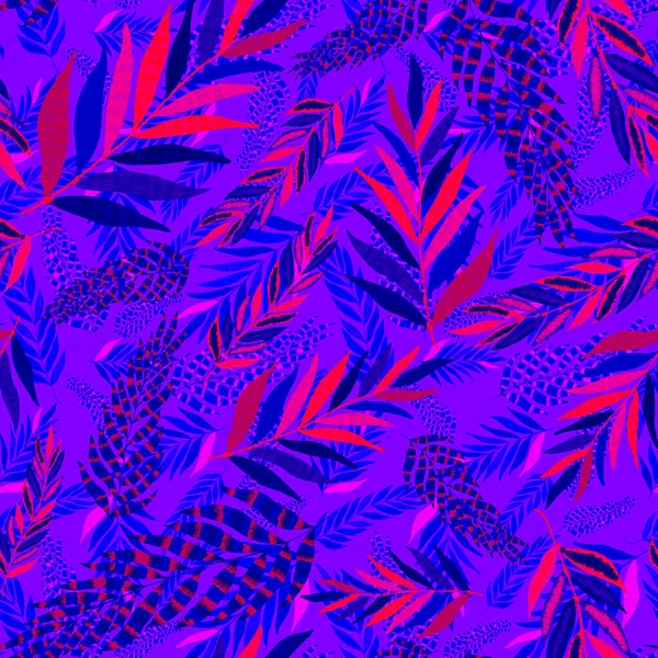 Moderni Abstrakti Saumaton Kuvio Luova Värikäs Trooppisia Lehtiä Retro Kirkas — kuvapankkivalokuva