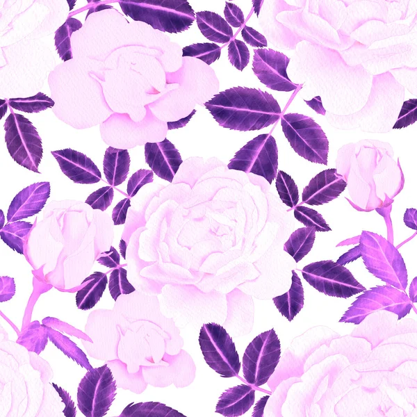 Akvarell Seamless Pattern Rózsákkal — Stock Fotó