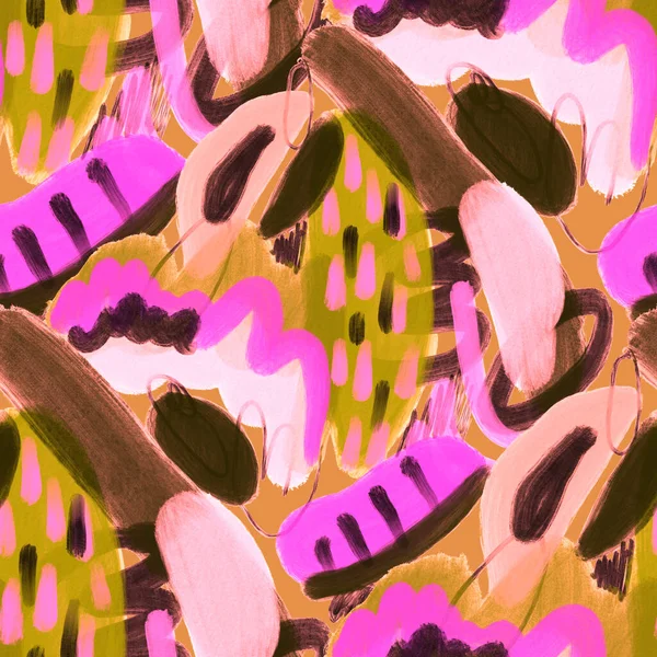 Suluboya, soyut, kusursuz desen. Parlak el yapımı elementlerle yaratıcı doku. Soyut renkli yazdırma.