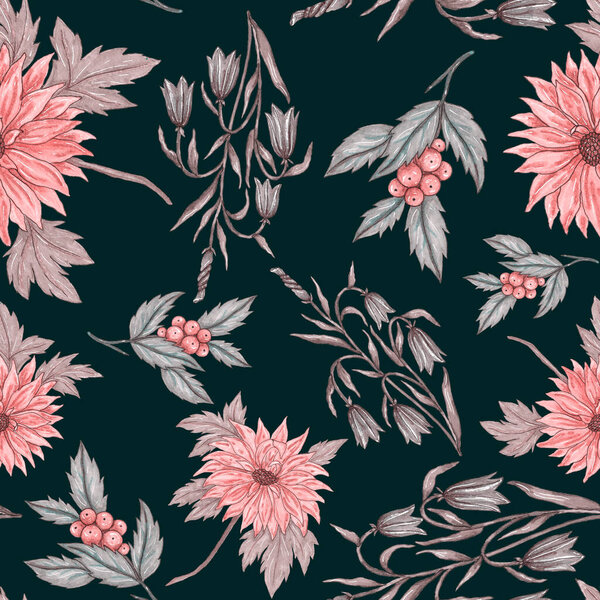 Акварель бесшовный узор с цветочными букетами. Винтажная ботаническая иллюстрация. Элегантное оформление для любого вида дизайна. Мода печать с красочными абстрактными цветами. Акварельная текстура
.