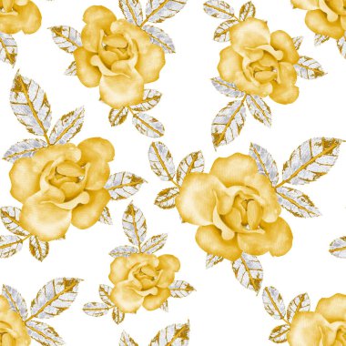 Sulu Boya Dikişsiz desen Güllü