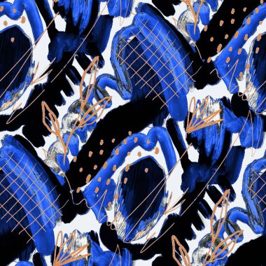 Suluboya, soyut, kusursuz desen. Parlak el yapımı elementlerle yaratıcı doku. Soyut renkli yazdırma.