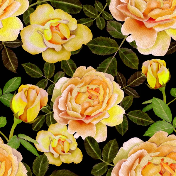 Aquarell Nahtloses Muster Mit Rosen — Stockfoto