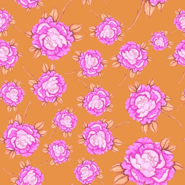 Акварель Безшовний Візерунок Квітковими Букетами Вінтажні Ботанічні Ілюстрації Елегантне Оздоблення — стокове фото