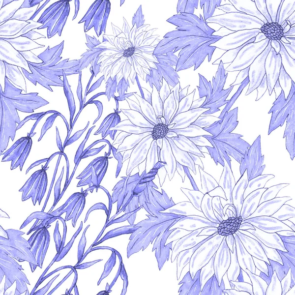 Wzór Bezszwowy Akwarela Kwiatowymi Bukietami Klasyczna Ilustracja Botaniczna Elegancka Dekoracja — Zdjęcie stockowe