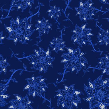 Suluboya desensiz, folky çiçekli ve yapraklı, etnik tarzda. Çiçek süsleme. Geleneksel şal deseni. Tekstil tasarım dokusu. Kabilesel etnik klasik dikişsiz model..