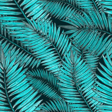 Tropikal yapraklarla suluboya kusursuz desen. Elle çizilmiş egzotik bitkilerle çok güzel bir iz. Mayo botanik tasarımı.