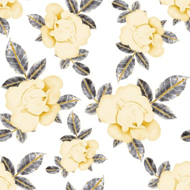 Sulu Boya Dikişsiz desen Güllü